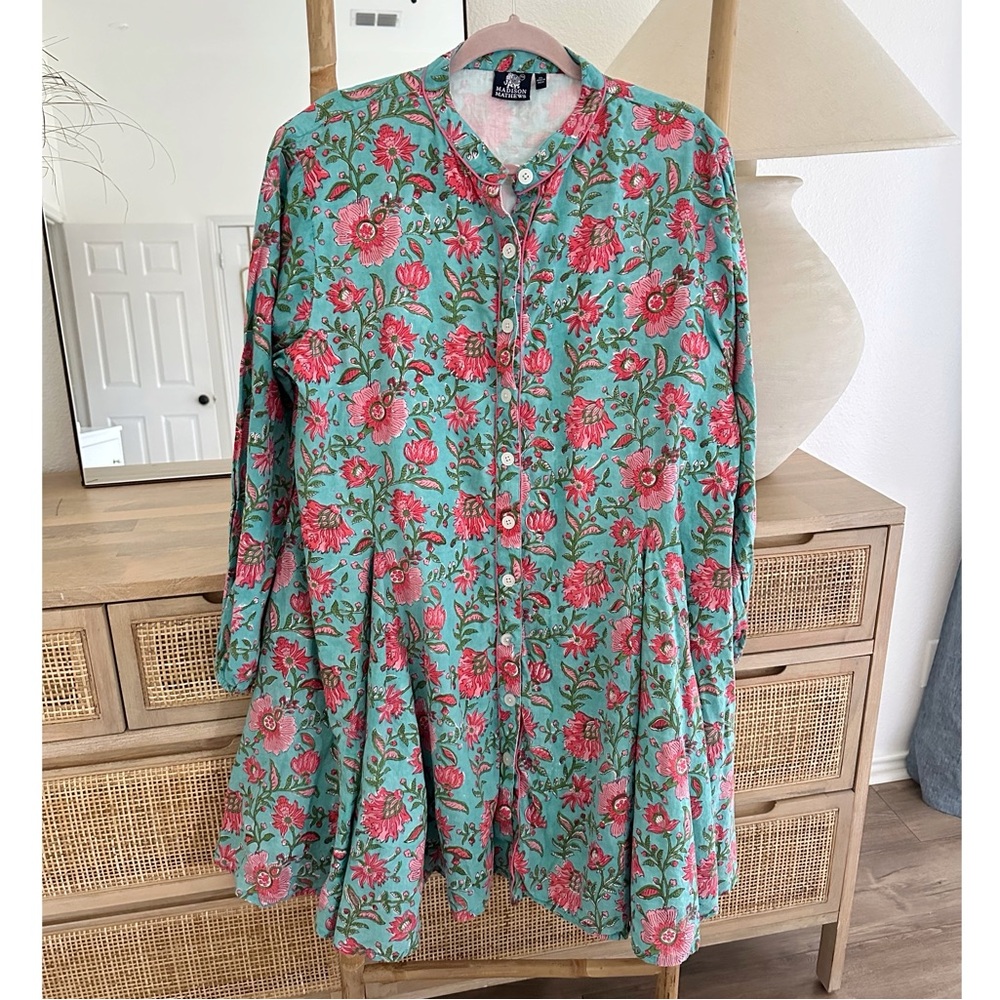 Madison Mathews Block Print Dress Sz XL